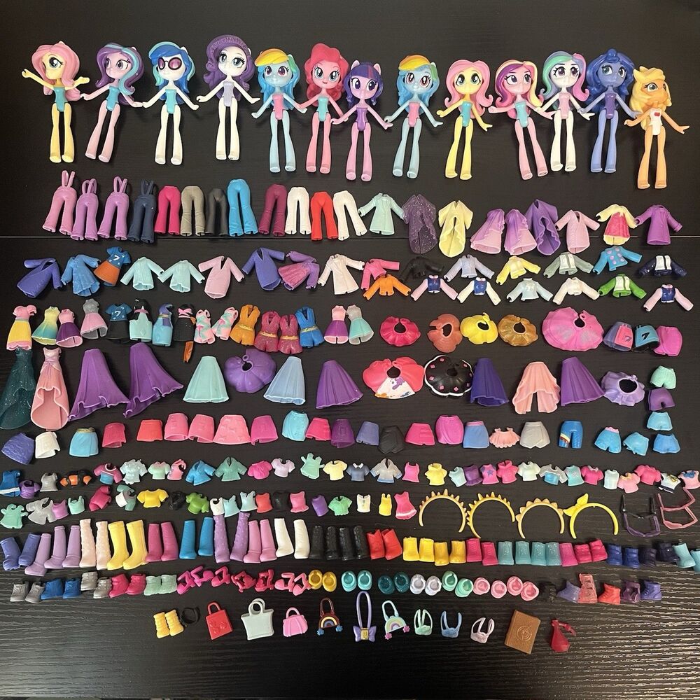 My Little Pony Equestria Minis Huge Lot 14 Dolls 200+ Clothes Shoes Accessories